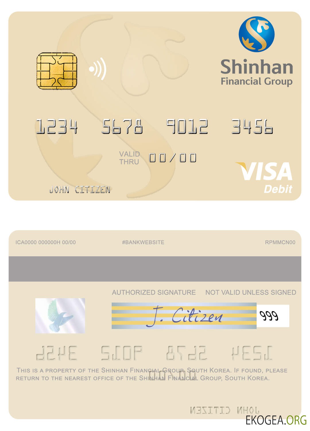 Carte de débit visa Corée du Sud Shinhan Financial Group
